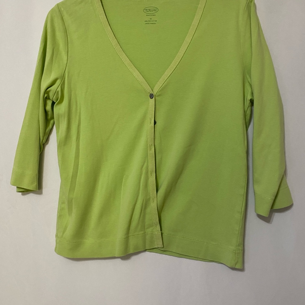 Talbots Lime Green V-Neck Cardigan